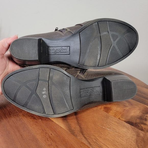 Natural Soul Brown Booties Size 8.5 Ankle Boots Vegan Leather Comfy - Picture 11 of 16